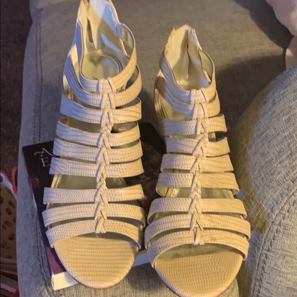 High heel gladiator style sandals leather